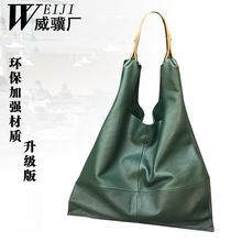 工厂直销头层牛皮单肩斜跨V口手提包欧美妈妈女包现货一件代发