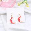 Earrings, blue long asymmetrical starry sky, wholesale