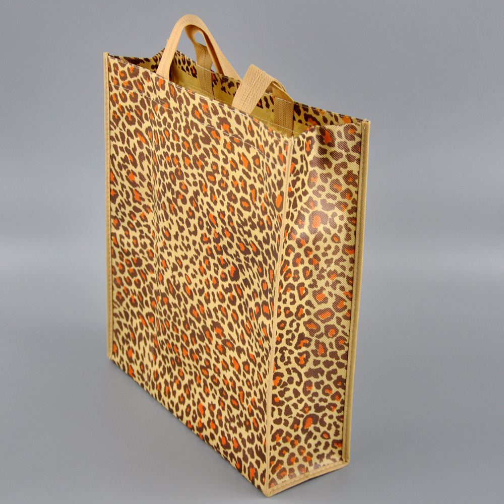 时尚豹纹无纺布袋彩色立体旅游手提袋广告宣传购物袋可订购