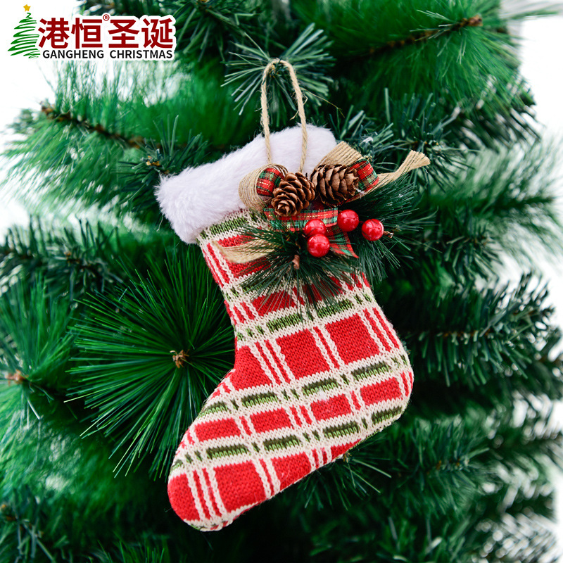 Decoraciones de Navidad calcetines de Navidad de tela de felpa sombrero ropa Decoraciones decoración del árbol de Navidad pequeño colgante