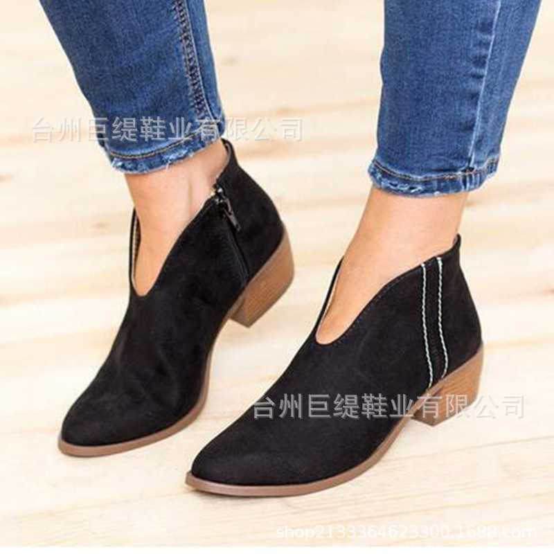 2019wish Amazon independent station European and American Foreign trade leopard print large size medium chunky heel women's fashion shoes