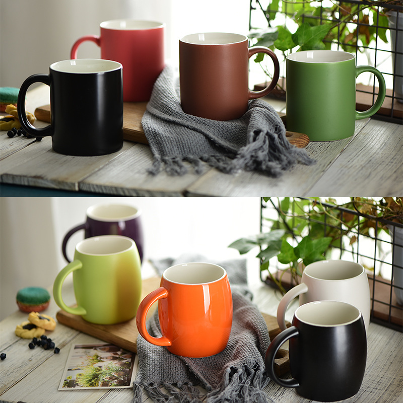 Color sólido mate esmalte Taza de cerámica ins tazas hogar taza de agua taza de café nórdico logotipo impreso