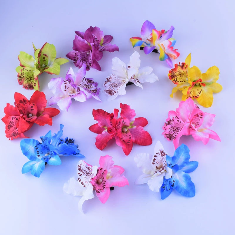 Заколка для волос Beach Orchid, Bridal Hairgrip, двойная орхидея 7 см, аксессуар для невесты и подружек невесты