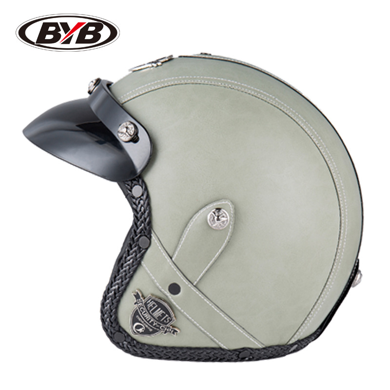 El Comercio exterior exclusivo para BYB Cuatro Estaciones retro casco de la motocicleta casco hecho a mano 3/4 casco
