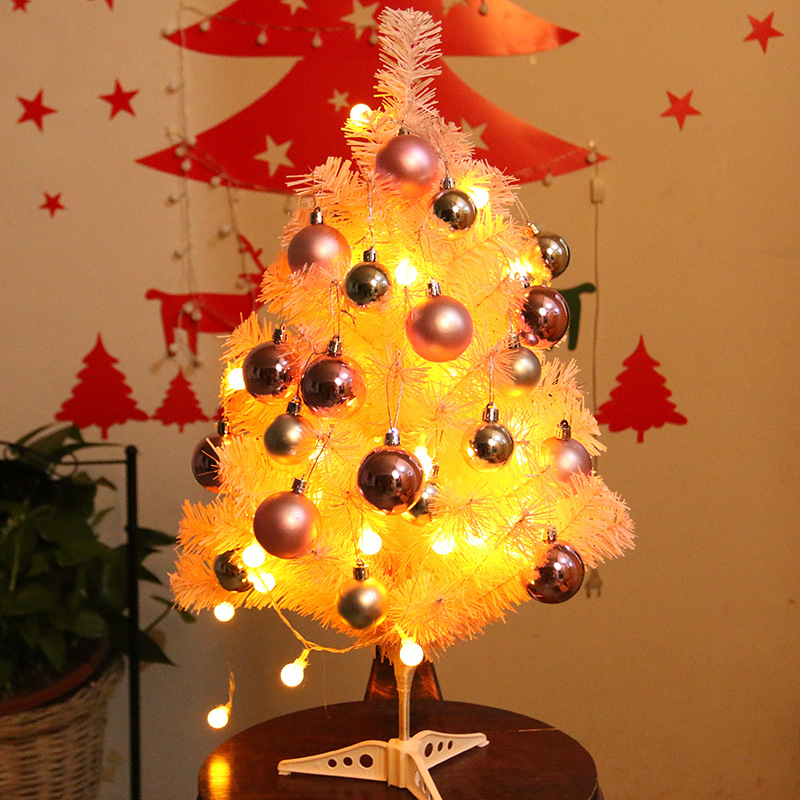 Rosa pequeño árbol de Navidad 60cm BOLA DE Navidad conjunto árbol mini decoración de escritorio decoración de Navidad mini árbol de Navidad