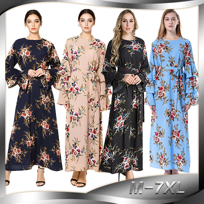 Plus-Size Fashionable Malaysian Women's Long Robe Dress 9071