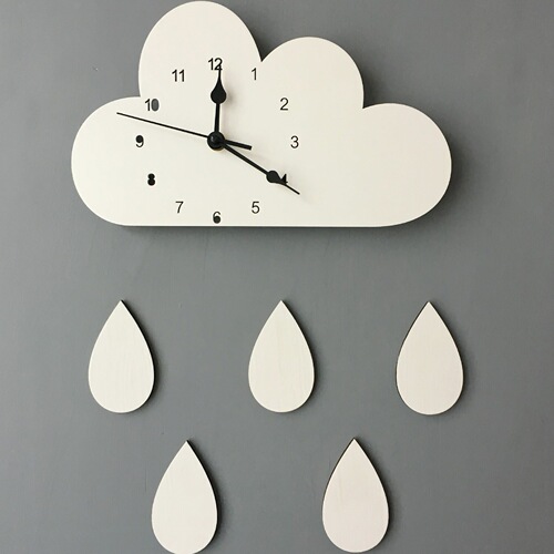 ins Nordic Home Clouds Rainbow Raindrops Clock Cartoon Children's Silent Clock Wall Decoration Boutique