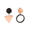 Earrings stainless steel, accessory, triangle, zirconium, Korean style, simple and elegant design