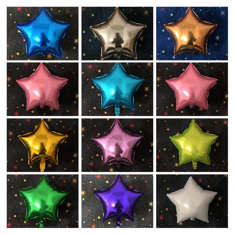 18inch Five-Pointed Star Single-Color Aluminum Foil Balloons Birthday Wedding Holiday Party Event Decoration Supplies Plain Balloons