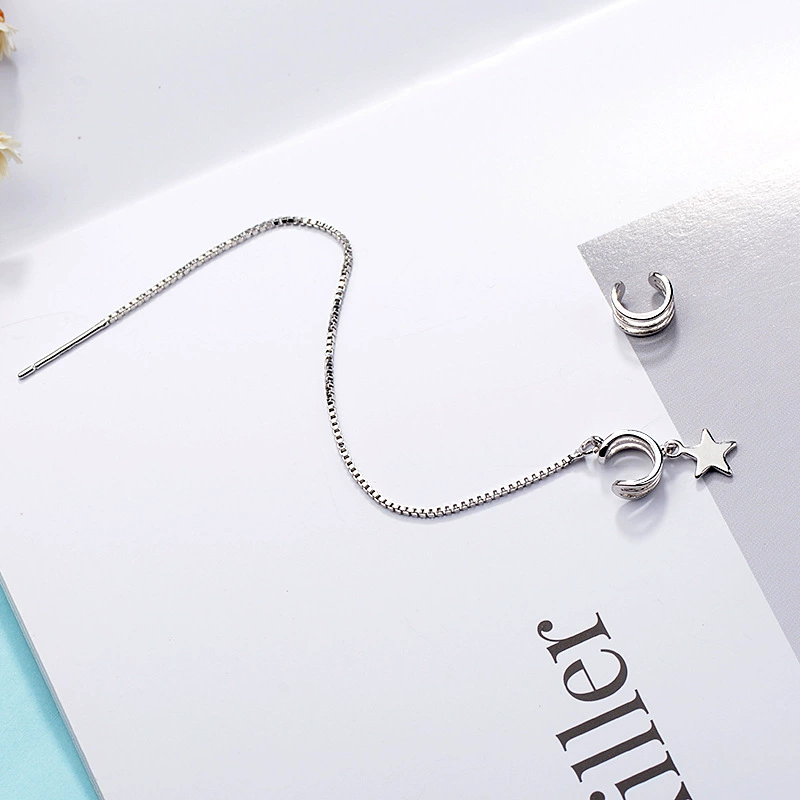 Geometric long ear clips, asymmetrical earrings, punk style