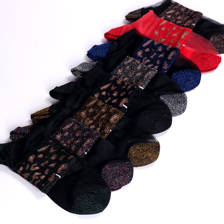 Embalaje independiente Medias de cristal Medias de la pantorrilla Primavera y otoño Nuevos calcetines de cebolla plateados para mujer Calcetines de seda con fondo de algodón Calcetines de mujer transparentes al por mayor