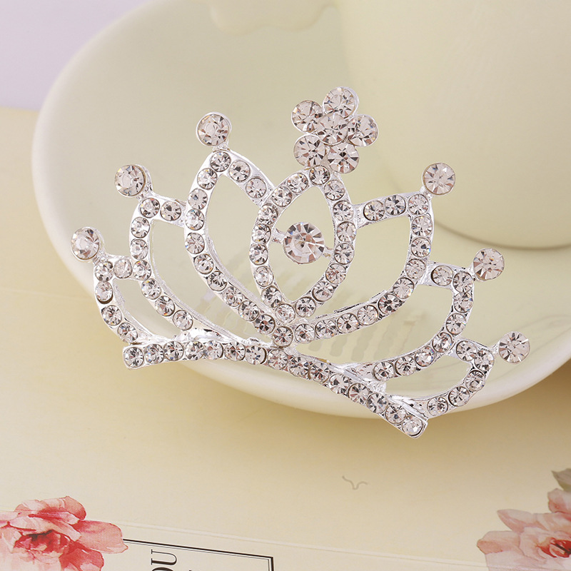 Estilo coreano rhinestone corona para niños peine accesorios para el cabello rendimiento de baile rendimiento de las niñas regalo de cumpleaños de las niñas al por mayor