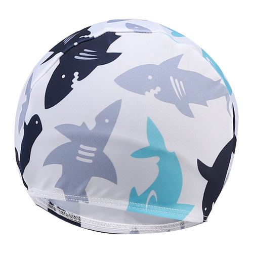 Children's cartoon cloth cap, digitally printed cute swimming cap for boys and girls, comfortable and non-retractable swimming pool high-elastic swimming cap