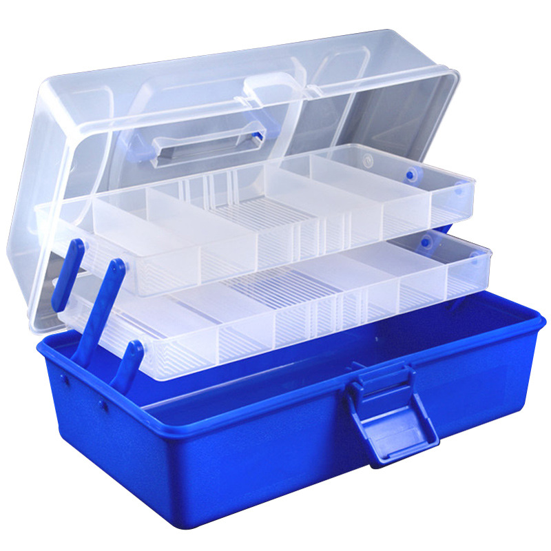 Caja de herramientas portátil de 3 capas para pesca Weihai, caja de almacenamiento para anzuelos, carretes y aparejos de pesca, equipo de pesca Weihai, transfronterizo