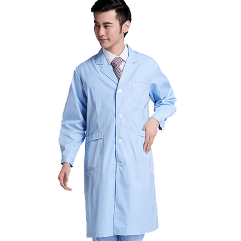 医师服护士服男女短袖白大褂长袖加厚蓝色医生服松紧袖口实验服