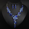 Crystal, necklace and earrings, set, fashionable accessory, Amazon, European style, flowered, with gem