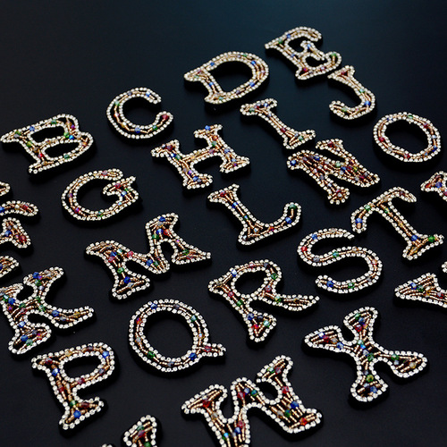 Handmade Bead Embroidered 26 English Letters Fabric Patch Fashion Versatile Clothing Accessory Bag Decorations Hand Sewn