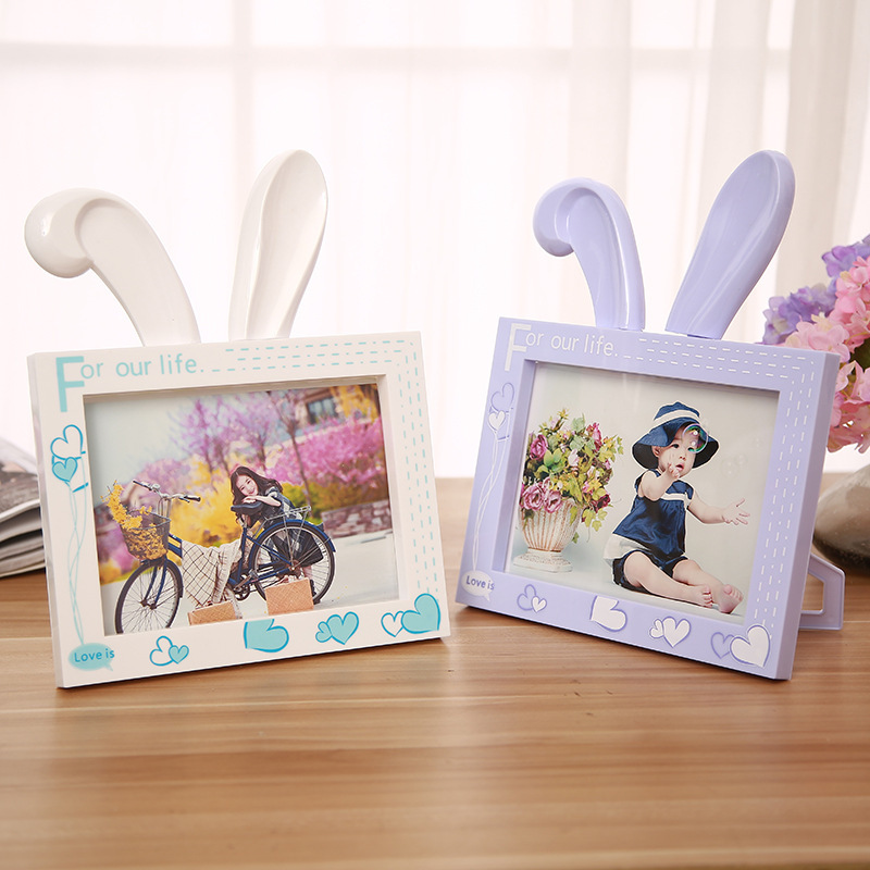 Factory direct 7 inch photo studio photo frame wholesale 5R children plastic glass color cartoon photo frame table mixed batch