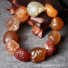 新疆戈壁玛瑙手链多彩原石阿拉善玛瑙手串男女款玉化手串珠子手串