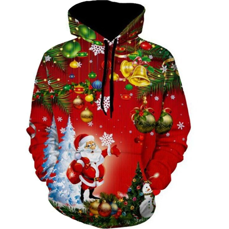 Amazon Explosions Christmas 3D Digital Printing Hooded Hoodie plus size Couple Baseball Suit Factory Outlet
