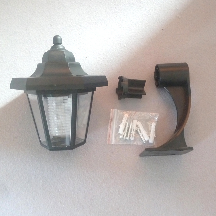 Lámpara solar hexagonal de plástico para pared, jardín, exterior, cerca, iluminación LED, lámpara solar de jardín