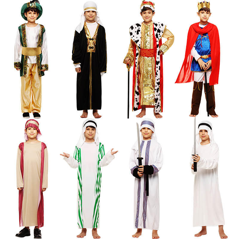 Halloween Children's Costume Arabian Pilgrim Role Play Ball Saudi Indian Egyptian Prince Magic Lamp Outfit For Boys_ecoleips.com