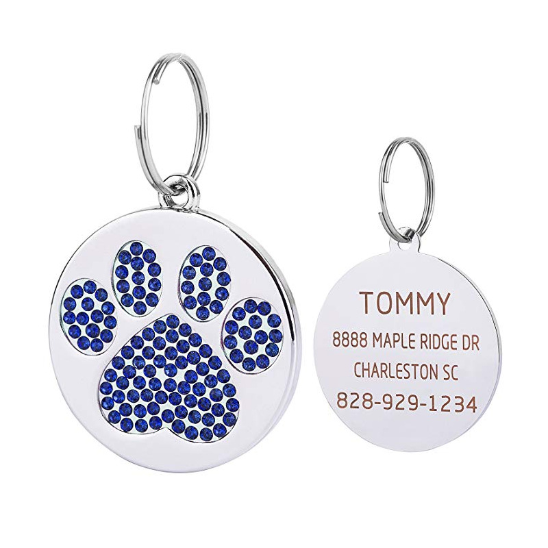 Medio rhinestone modelo huellas de identificación Etiqueta de perro suministros para mascotas suministro transfronterizo Amazon NUEVO LÁSER perro suministros