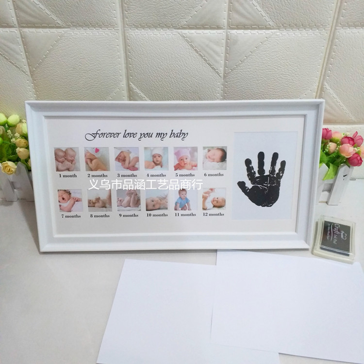 Amazon Supplier Baby 12 Months Photo Frame Hand and Footprint Commemorating Children's Growth Record Photo Frame Wall Hanging Table Amazon Supplier Baby 12 Months Photo Frame Hand and Footprint Commemorating Children's Growth Record Photo Frame Wall Hanging Table