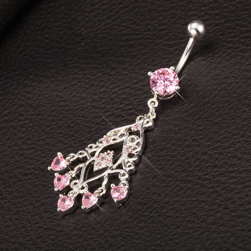 Yiwu Cross-border Factory Eco-friendly Electroplated Silver New Bohemian Style Diamond-shaped Tassel Long Navel Ring_voghion.com