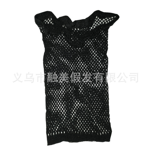 Headband with long hair cap, black skin tone, false hair hat, breathable, for wearing a wig, hair net included, factory-made hair cap