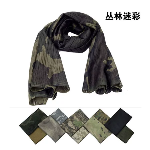 Outdoor Multi-Purpose Breathable Camouflage Scarf Camouflage Net Summer Men's and Women's Cycling Sun Protection Scarf Multi-Color Tactical Square Scarf