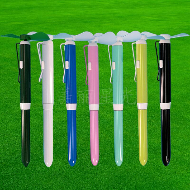 Fuente fabricante estudiante mini ventilador bolígrafo estudiante material de oficina estudiante ventilador silencioso eléctrico bolígrafo puede imprimir logotipo