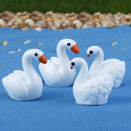 @DIY Handmade Sand Table Model Micro Landscape Animal Black and White Swan, Little Chick Family, Big Red Rabbit, Little Sheep, Steed