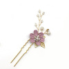 Hair accessory for bride, blue Chinese hairpin, hairgrip, flowered