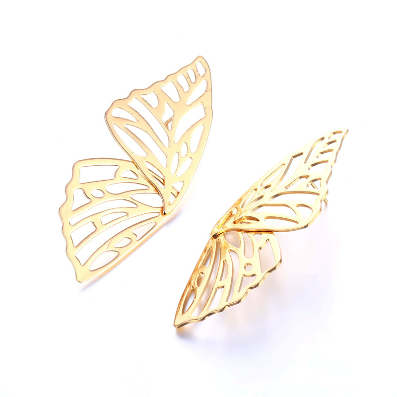 Europe and the United States cross-border jewelry alloy creative earrings hollow butterfly earrings ladies exaggerated earrings wholesale