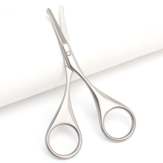 Stainless steel round head safety men's nose hair trimmer beauty makeup beard small scissors beauty tools suit