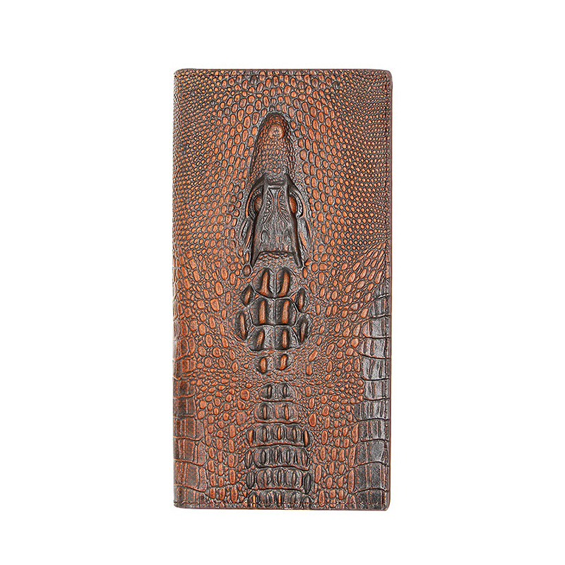 C estilo marrón oscuro patrón de cocodrilo bolso largo de hojas sueltas
