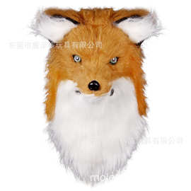 动嘴巴狐狸面具黄色狐狸面具 cosplay道具万圣节装扮毛绒猩猩头套