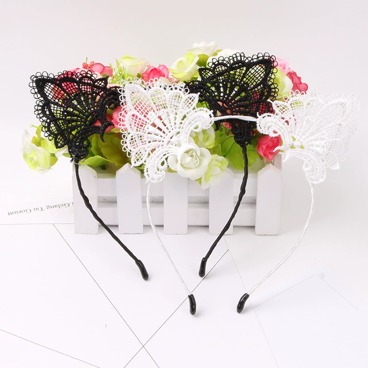 Милые кружевные кошачьи уши повязка на голову кружевные кошачьи уши аксессуары для волос повязка на голову Аксессуары для девочек-кошек шпилька для рождественской вечеринки
