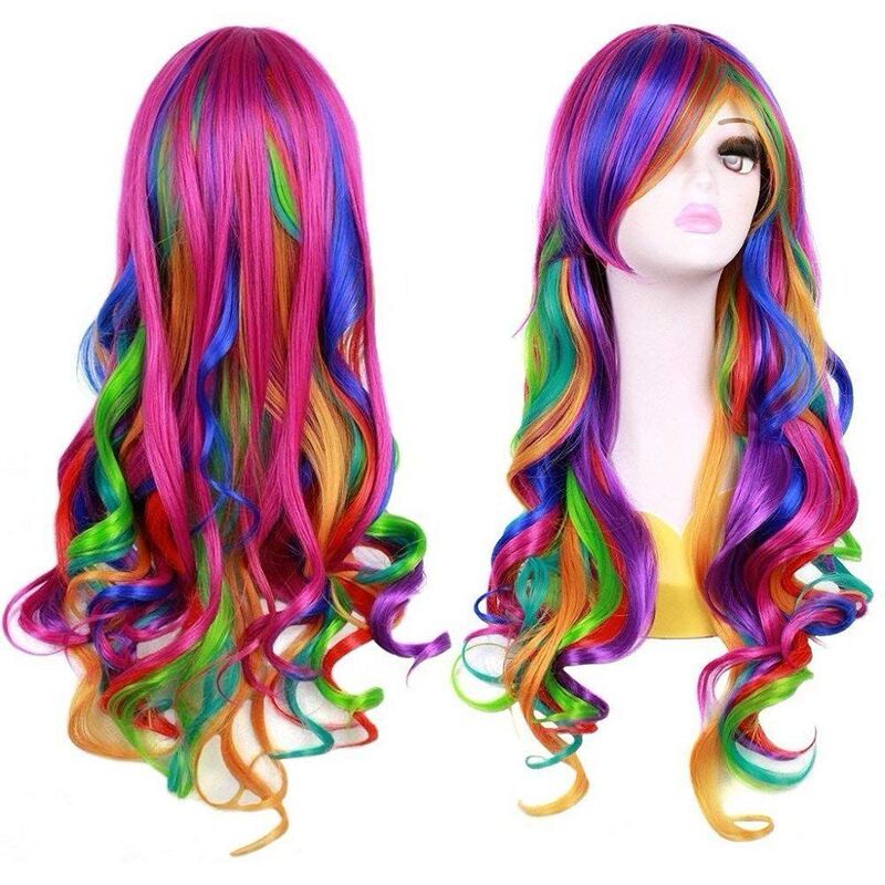 Halloween wig cosplay wig dance cosplay anime wig color gradient fake head cover manufacturers Halloween wig cosplay wig dance cosplay anime wig color gradient fake head cover manufacturers