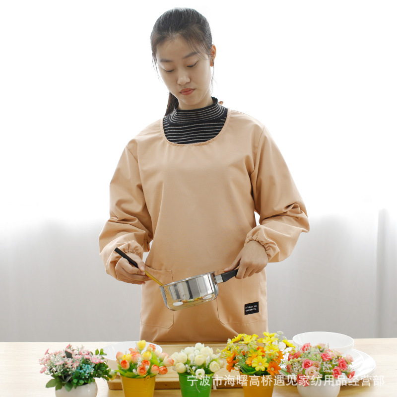 [만나다] 면 주방 앞치마 긴팔 내유성 및 얼룩 방지 패션 가정용 요리 바지 성인 허리 작업