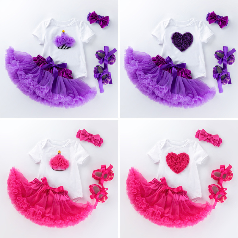 Cross-border ins Children's Wear Mother's Day Gift Baby Girl Cartoon Hare Purple Pouce Dress Set Baby Skirt