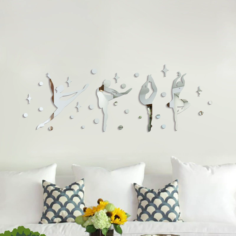 Shiqi балет танец класс искусство здание акриловые зеркальные наклейки на стену прямые оптовые продажи с фабрики 361307