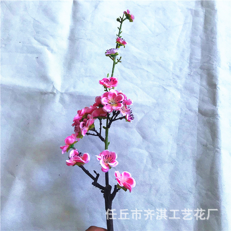 Ramas de flor de melocotón artificiales para decoración del hogar, flores falsas de plástico, flores de ciruelo rosadas, flores de cerezo, árboles de jardín, flores para proyectos de paisajismo.
