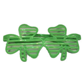 外贸爱尔兰服装三叶草眼镜圣帕特里克百叶窗草绿色塑料化妆服饰