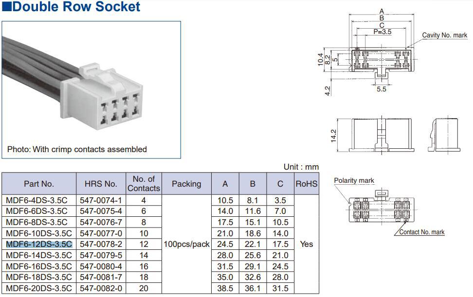 MDF6-12DS-3.5C ����HRS���������� 12pin˫��2.5mm���������