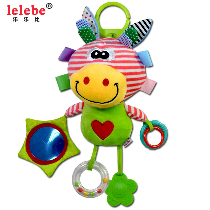 Plush Hanging Stroller Toy (Lelebe) — Elephant Rattle, Multi-Function 24×38 cm, 120 g
