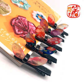 日式头饰 #HP034b 亚克力和服锦缎夹布蝴蝶结发饰 发夹 厂家直销