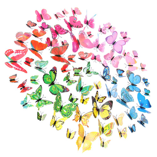 12 Colorful 3D Simulated Butterflies TV Background Wall Decoration Butterfly Children's Room PVC Simulated Butterflies