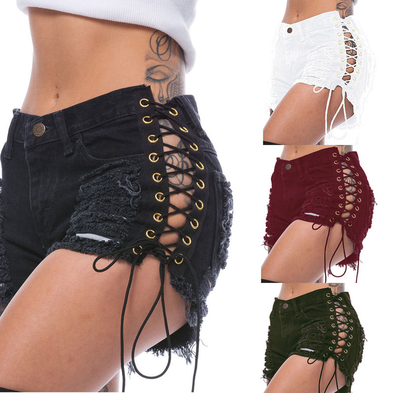Amazon ebay beggar with holes in women's jeans corns bandage European and American nightclub sexy women's hot pants